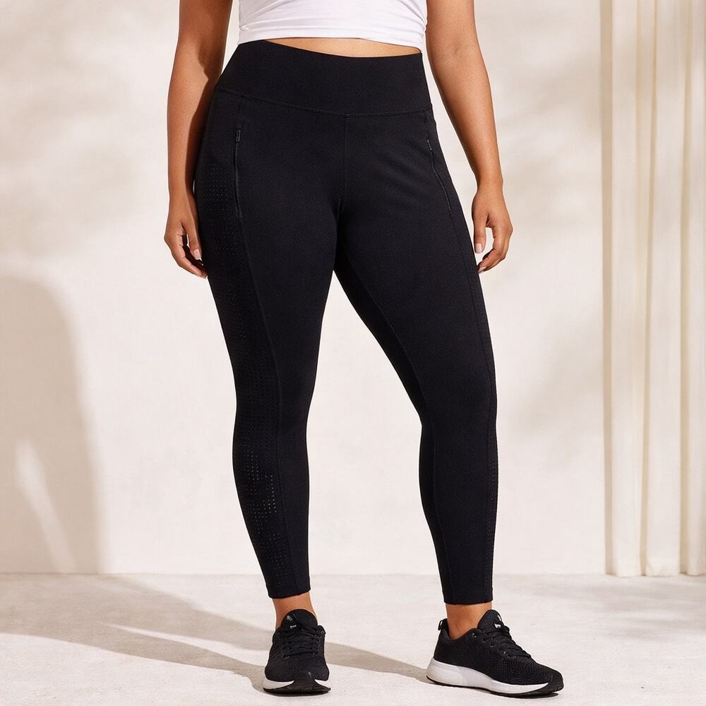 Athleta Black High Rise Perforated 7/8 Leggings Sz M